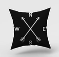 Nordic black square pillow case with white compass and arrows geometric print - Black Compass Direction Arrows (DRD146-19) / 45x45cm(Cover Only)