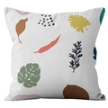 Federa per cuscino Morandi moderna con foglie di monstera astratte su tessuto bianco - 45x45 cm / Stile geometrico botanico astratto 3 (CRD12-3)