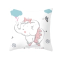 Detail van wit kussensloop met cartoon olifant en roze strik voor de kinderkamer - Ballet Olifant Stijl (DRD234-3)