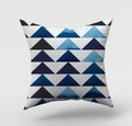 Nordic minimalist square pillow case with blue and black watercolor geometric triangles - Watercolor Gradient Geometric Triangles (DRD146-20) / 45x45cm(Cover Only)