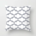Grey geometric peach skin pillowcase with modern interlocking patterns on white base - Interlocking Geometric (DRD159-10) / 18x18 Inch