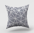 Modern grey square pillowcase featuring white geometric polygon line patterns on fabric - Grey Background With White Geometric Lines (DRD146-21) / 45x45cm(Cover Only)