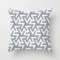 Grey-blue peach skin pillowcase with white geometric zigzag pattern for sofa decor - Geometric Zigzag (DRD159-11) / 18x18 Inch