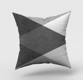Modern Nordic geometric cushion cover featuring gray and white triangle abstract pattern - Grey And White Geometric Triangles (DRD146-22) / 45x45cm(Cover Only)