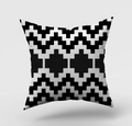 Nordic minimalist square pillow cover with black and white pixel geometric patterns - Black And White Pixel Style Geometric Zigzag (DRD146-23) / 45x45cm(Cover Only)
