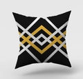 Modern Nordic square cushion cover with black, white and ginger yellow geometric patterns - Black Yellow And White Geometric Rhombus (DRD146-24) / 45x45cm(Cover Only)