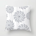 Square pillow cover with dark grey abstract dandelion pattern on white fabric - Abstract Dandelion (DRD159-17) / 18x18 Inch