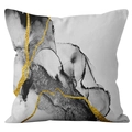 Nordic gold marble pattern cushion cover with luxury abstract texture and ink lines - 45x45cm / Black White Ink Marble (DRD235-2)