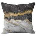 Nordic gold marble pattern pillowcase with black and white abstract luxury design - 45x45cm / Black Gray Gold Foil Marble (DRD235-3)