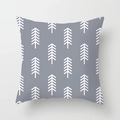 European grey geometric peach skin cushion cover with modern white tree patterns - Geometric White Trees (DRD159-20) / 18x18 Inch