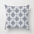 Modern grey and white geometric peach skin pillowcase with interlocking chain square pattern - Interwoven Chains (DRD159-22) / 18x18 Inch