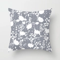 Gray geometric peach skin pillowcase with white botanical silhouettes for sofa decor - Plant Silhouette (DRD159-23) / 18x18 Inch