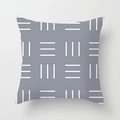 Modern grey peach skin pillowcase with white geometric pattern for home sofa decor - Geometric Short Lines (DRD159-24) / 18x18 Inch