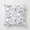 Modern gray and white rose floral pattern peach skin pillowcase for sofa decor - Rose Floral (DRD159-26) / 18x18 Inch