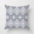 Blue-gray geometric peach skin pillowcase with white mandala symmetrical patterns - Mandala Style (DRD159-27) / 18x18 Inch