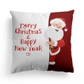 Christmas pillow cover with cartoon Santa and Merry Christmas text on red white background - Red White Santa (DRD303-3) / 18x18 Inch