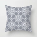 Square light blue-grey throw pillow cover with white mandala lace floral pattern - Mandala Floral (DRD159-29) / 18x18 Inch