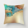Nordic watercolor cushion cover with teal blue and gold marble foil abstract print - 18x18 Inch / DRD323-5