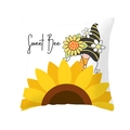 Quadratischer Kissenbezug mit Bienen-Gnom und Sonnenblume auf weißem Hintergrund - Halbe Sonnenblume Gnom (DRD236-5)