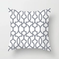 Square pillow cover featuring a grey geometric Moroccan trellis pattern on a white background - Moroccan Lattice (DRD159-34) / 18x18 Inch