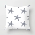 Gray starfish pattern cushion cover on white peach skin fabric for sofa decor - Starfish Pattern (DRD159-35) / 18x18 Inch