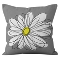 Square dark grey pillow cover with a fresh white daisy print for home sofa decor - Grey Large Single Daisy Style (CRD14-3) / 18x18 Inch