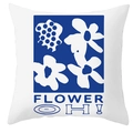 Nordic abstract flower pillowcase with dark blue floral print and white background - Dark Blue Art Floral Flower Oh (DRD195-10) / 45x45