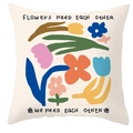 Nordic abstract flower geometric pillow cover with modern floral print and artistic quotes - Colorful Floral Need Each Other (DRD195-9) / 45x45