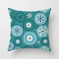 Fodera per cuscino verde teal con motivi mandala floreali boho bianchi e blu - Mandala Bohemien (DRD309-4) / 45x45 cm