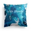 Quadratischer Weihnachtskissenbezug mit blauem Aquarell-Rentier- und Schneeflockenmuster - 45x45 cm / Blauer Farbverlauf Rentier (DRD304-4)