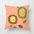 Mid-century modern floral pillow cover in soft orange-pink with abstract botanical patterns - Orange Pink Abstract Plant (DRD309-12) / 18x18 Inch
