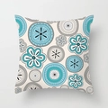Blue mandala floral geometric throw pillow cover in cotton linen for sofa decor - Sky Blue Art Mandala (DRD309-19) / 18x18 Inch
