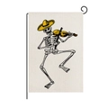 Linen Halloween garden flag with skeleton violinist and black metal L-shaped hanger - Violin Skull Style (QZ005-1)
