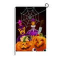 Halloween garden flag with skull and pumpkin design on burlap fabric with metal stand - 30*45cm / Pumpkin Potion Spiderweb Style (QZ005-8)