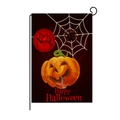 Close-up of Halloween garden flag featuring pumpkin, spider web, and metal hanger - 30*45cm / Pumpkin Spider Party Night Style (QZ005-11)