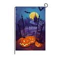 Halloween garden flag with pumpkin, haunted castle, and full moon on linen fabric - 30*45cm / Haunted Castle Full Moon Style (QZ005-15)