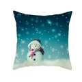 Vierkante kussenhoes met sneeuwpop, rood gestreepte muts en winterse sterren - Sneeuwpop met Blauwe Sterrenhemel (DRD194-8) / 45x45CM (Zonder Kern)