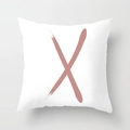 Detail of white square cushion cover with pink watercolor 'X' letter art print - 45*45cm (Insert Not Included) / Artistic Stroke Letter X Pattern (DRD242-5)