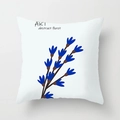 Dettaglio della fodera per cuscino quadrata bianca con arte floreale blu astratta - Fiore astratto a tre lobi (DRD247-2) / 45*45cm (Inserto non incluso)