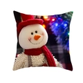 Kerst sneeuwpop kussensloop met rode muts en sjaal voor feestelijke bank decoratie - Sneeuwpop in Ruit met Rode Hoed (DRD194-11) / 45x45CM (Zonder Kern)