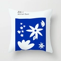 Nordic abstract floral pillowcase with blue square background and art floret print - Hand-Painted Blue Block Floral (DRD247-7) / 45*45cm (Insert Not Included)