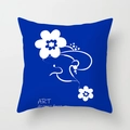 Nordic abstract floral art pillow cover in navy blue with white line facial patterns - Royal Blue Abstract Lines (DRD247-8) / 45*45cm (Insert Not Included)
