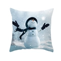 Vierkante kerstkussenhoes met een lachende sneeuwpop en blauwe handschoenen erop - Glimlachende Sneeuwpop met Zwarte Hoge Hoed (DRD194-21) / 45x45CM (Zonder Kern)