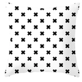Minimalist black and white square pillowcase with geometric X patterns on a clean background - Uniform Black Cross Geometric (DRD252-26) / 45x45CM (No Core)