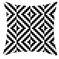 Modern minimalist geometric black and white square cushion cover with diamond patterns - Pixel Geometric Diamond Pattern (DRD252-25) / 45x45CM (No Core)