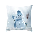 Kerst sneeuwpop kussenhoes met blauwe muts en sjaal voor feestelijke woondecoratie - Sneeuwpop met Blauwe Muts en Bezem (DRD194-23) / 45x45CM (Zonder Kern)
