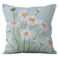 Blue square daisy pillow case with purple flower print and green leaves for home decor - 45x45 Square (No Insert) / Light Blue Large Daisy Print (DRD251-11)