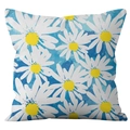 Square pillowcase featuring white daisies on a blue watercolor background texture - 45x45 Square (No Insert) / White Daisy and Blue Watercolor (DRD251-12)