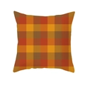 Detail of square Thanksgiving pillow cover with warm autumn orange and brown plaid pattern - Colorful Plaid Warm Autumn Style (DRD254-12) / 45x45 Square (No Insert)