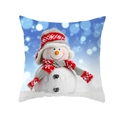 Kerst kussensloop met sneeuwpop, rode gebreide muts en blauwe feestelijke winter achtergrond - Sneeuwpop in Rood-Witte Gebreide Muts (DRD194-28) / 45x45CM (Zonder Kern)